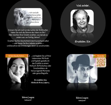 Flyer hören sagen Audiografie innen