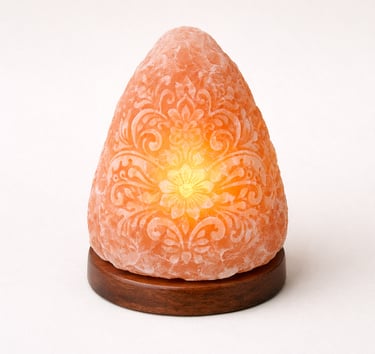 Hand engraved Himalayan salt lamp decorative carved lighting piece