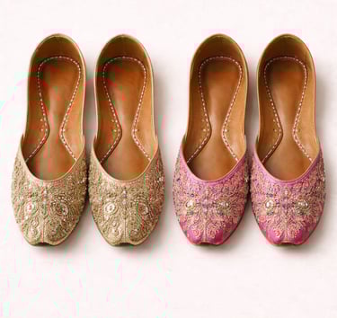 Handmade Pakistani khussa shoes with embroidered designs