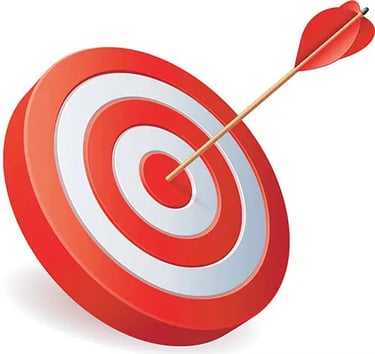 A red and white target with a red arrow in the bullseye.