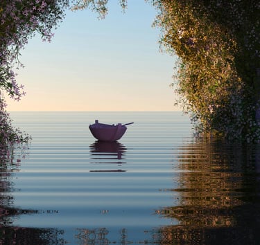 Accompagnement passeur d'âmes - Raphaël Pacchiani - Une barqui qui navigue sur des eaux calmes.