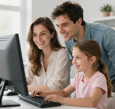 woman in blue sweater beside girl in blue sweater