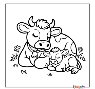 cow calf coloring page for kids