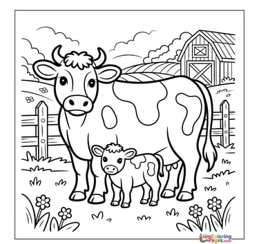 baby cow calf coloring page printable