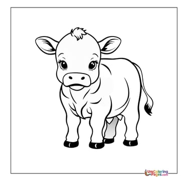 easy cow calf coloring page for children