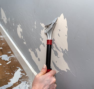 Reparación de pared afectada por humedad en vivienda