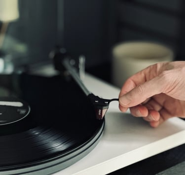 playing a vinyl record