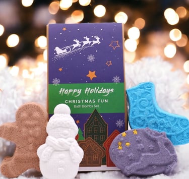 a christmas card with a christmas tree and a gift box