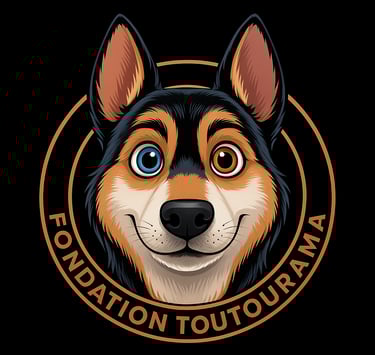 a dog with a dog in a circle with the words foundation for the foundation of