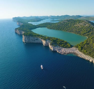 Bird view of the Kornati Islands National Park in the Zadar Archipelago