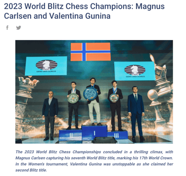 Fifth World Rapid Championship title for Magnus Carlsen