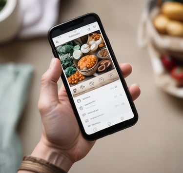 a person holding a phone with a picture of a person taking a picture of food