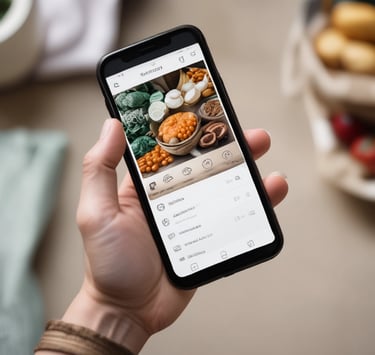 a person holding a phone with a picture of a person taking a picture of food