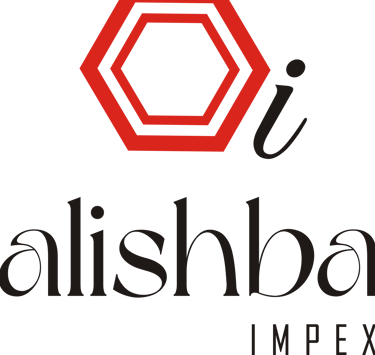 a logo for a business that is called alishba impex manufacturer and supplier of glassware