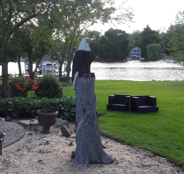 bald eagle tree carving art oak ash recycle