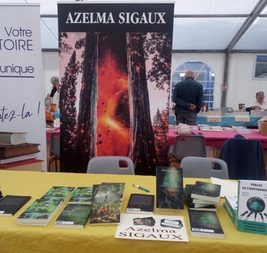 stand azelma sigaux salon du livre avec kakémono
