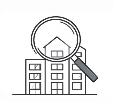 a house with a magnifying glass