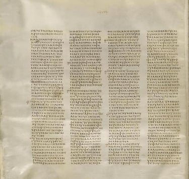 Codex Sinaiticus. Page with text of Matthew 6:4–32.https://en.wikipedia.org/wiki/Codex_Sinaiticus 