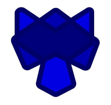 a blue and white geometrical design with a blue and white background