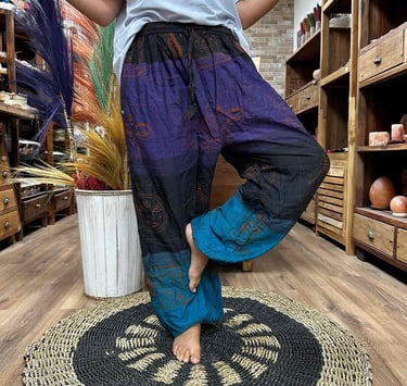 a person standing on a rug rug in a room