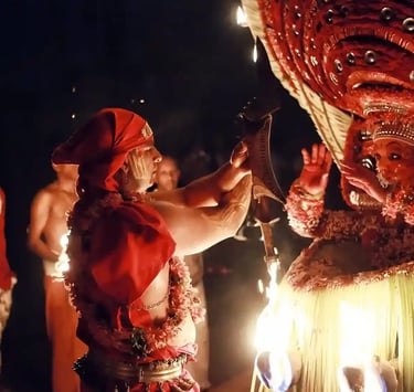 Theyyam is a Hindu religious ritualistic art form performed in the North Malabar region of Kerala, India.
