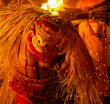 Pottan theyyam in kerala is a ritual dance part of indian festivals.