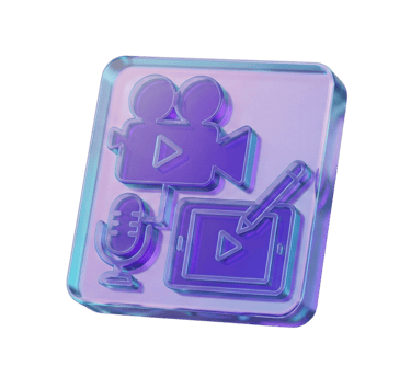 3D glass icon representing our expert digital content creation services
