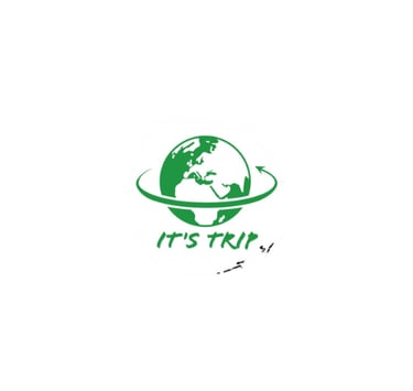 a green and white logo with a planet in the background