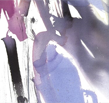 Yuge Kurt, fragment of watercolor painting in art gallery. Canvas for interior. Colorful design