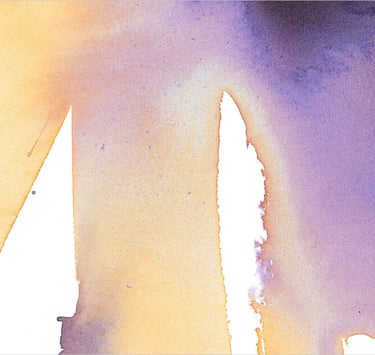 Yuge Kurt, fragment of watercolor painting in art gallery. Canvas for interior. Colorful design
