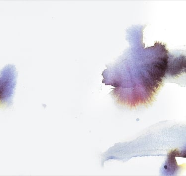 Yuge Kurt, fragment of watercolor painting in art gallery. Calligraphy. Jewel tones with neutrals