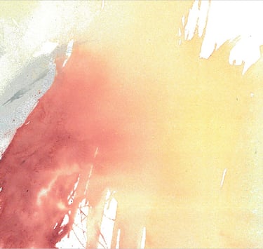 Yuge Kurt, fragment of watercolor painting in art gallery. Portrait. Earthy muted tones.
