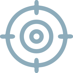 Icon in customized pale blue colour, representing a target to symbolize mental clarity and focus
