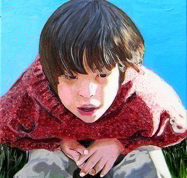Lucas gazing into a stream