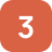 White number three icon inside a rounded orange square symbol.