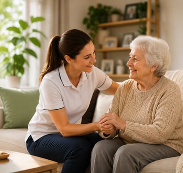 Physiotherapist giving support to the elderly patients