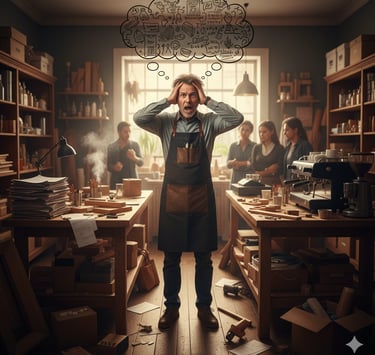 illustration artisan débordé