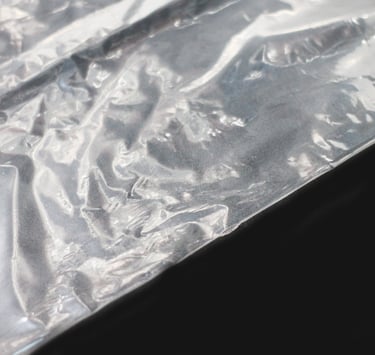 Detalhe do plástico da bobina para açougue
