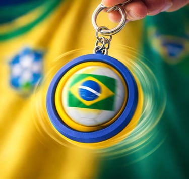 Kit 3 Chaveiros Giratório Brasil Copa do Mundo 2026 Anti Estresse