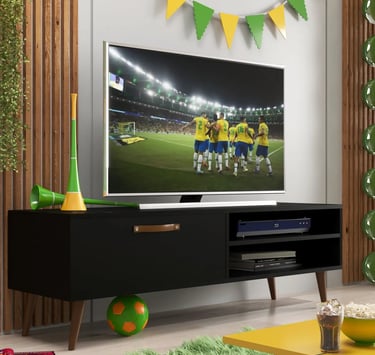 Rack Para Tv Até 50 Polegadas Pés Palito Retrô Preto