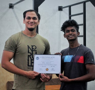 Bilal Ansari, lead educator and founder of Calibaf CCT course presenting it to student, Bangalore