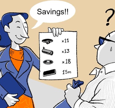 Ilustração sobre erros de instalação de luminárias