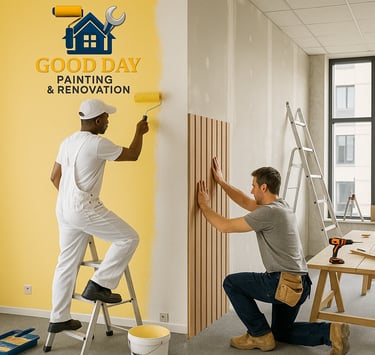 Decorative PVC wall panel and designer wallpaper installation – wall renovation service in Noida and