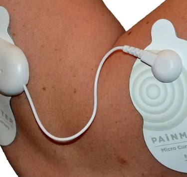 Painmaster Microcurrent Therappy patches used for elbow pain.