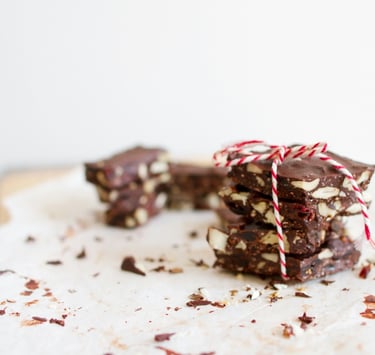 Chocolate with nuts wrapped up for a present.