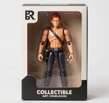 A close-up of colorful collectible figures displayed on a shelf.