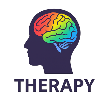 Abstract rainbow head icon symbolising neurodiversity-affirming therapy.