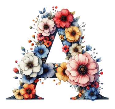 Lettre A remplie de fleurs