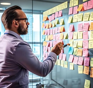 imagem de um executivo montando um plano de ação financeiro.