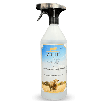 Weihs Livestock Hygienic Hoof Spray, for daily hoof care and infection prevention.